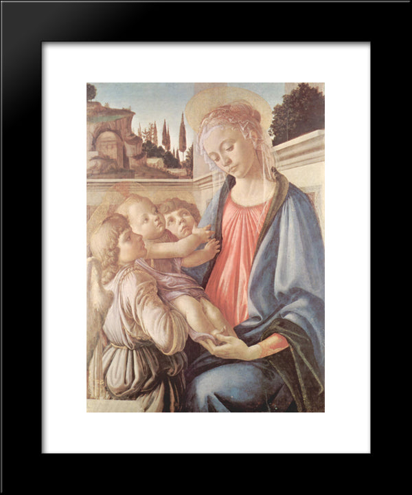 Madonna With Two Angels 20x24 Black Modern Wood Framed Art Print Poster by Botticelli, Sandro