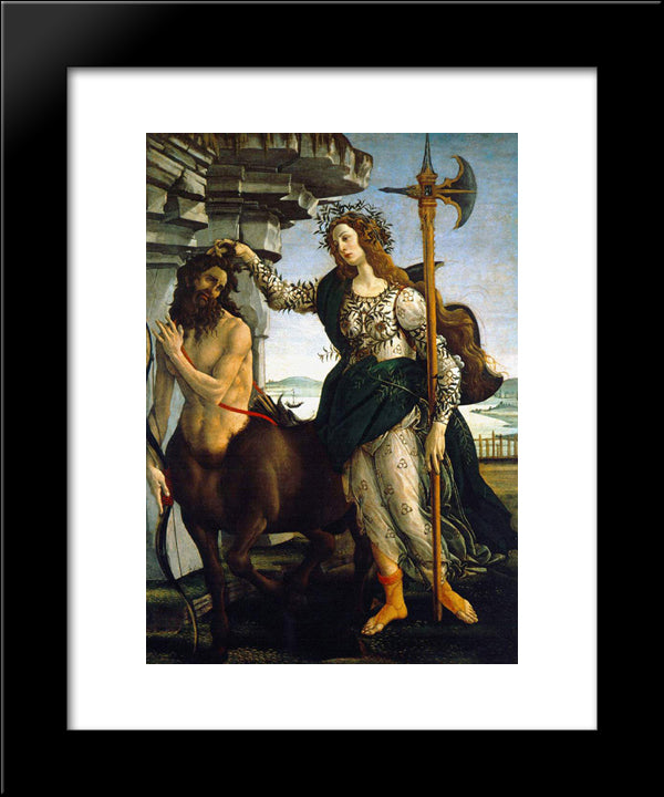Pallas And Centaur 20x24 Black Modern Wood Framed Art Print Poster by Botticelli, Sandro