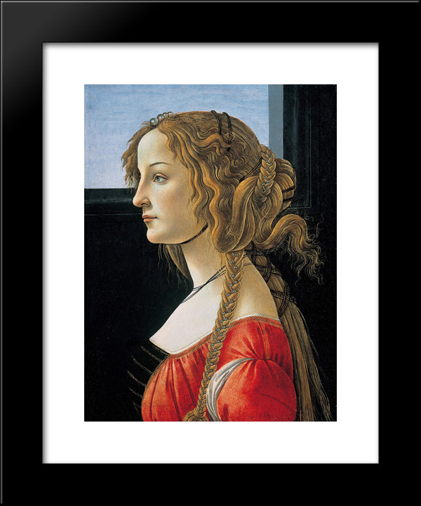 Portrait Of Simonetta Vespucci 20x24 Black Modern Wood Framed Art Print Poster by Botticelli, Sandro