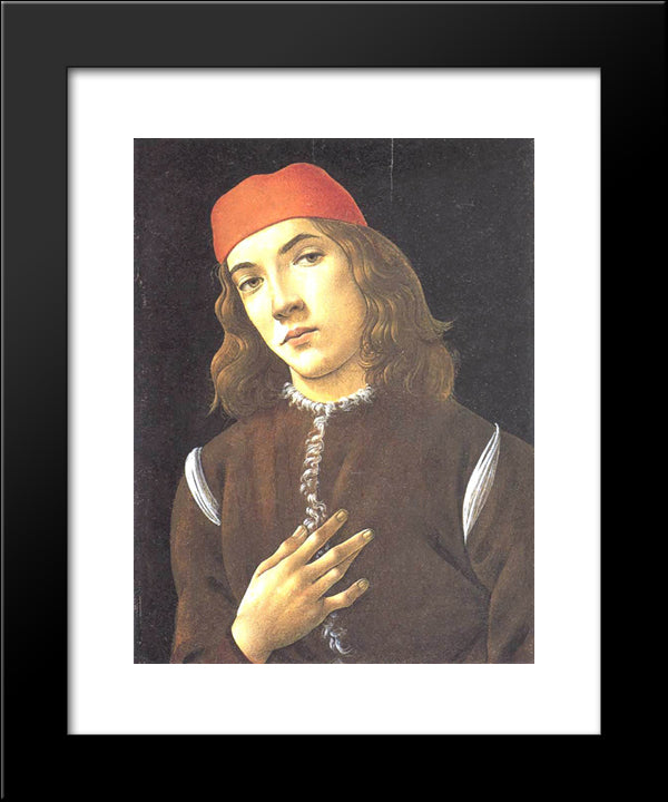 Portrait Of A Young Man 20x24 Black Modern Wood Framed Art Print Poster by Botticelli, Sandro