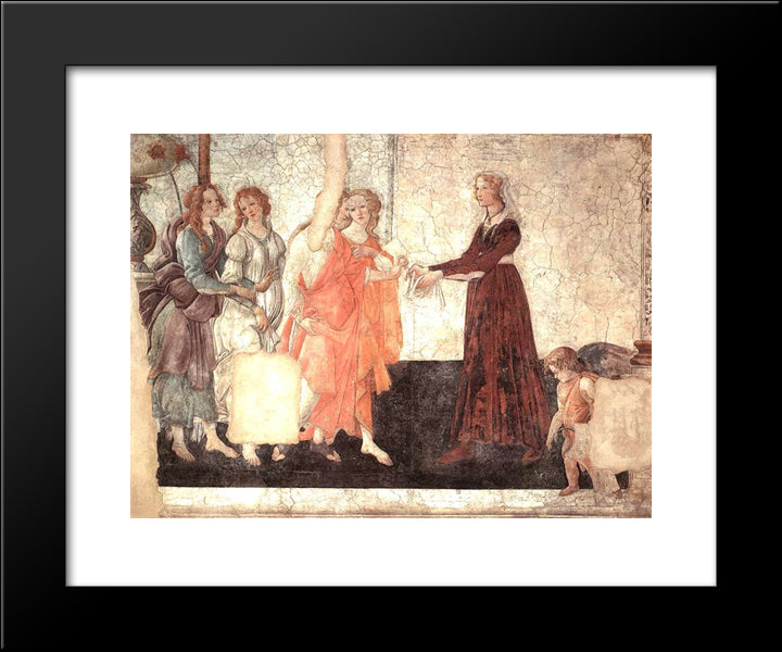 Venus And The Graces Offering Gifts To A Young Girl 20x24 Black Modern Wood Framed Art Print Poster by Botticelli, Sandro