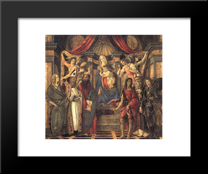 Virgin And Child With Saints From The Altarpiece Of San Barnabas 20x24 Black Modern Wood Framed Art Print Poster by Botticelli, Sandro
