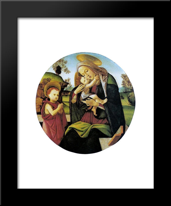 Virgin And Child With The Infant St. John The Baptistbetween 20x24 Black Modern Wood Framed Art Print Poster by Botticelli, Sandro