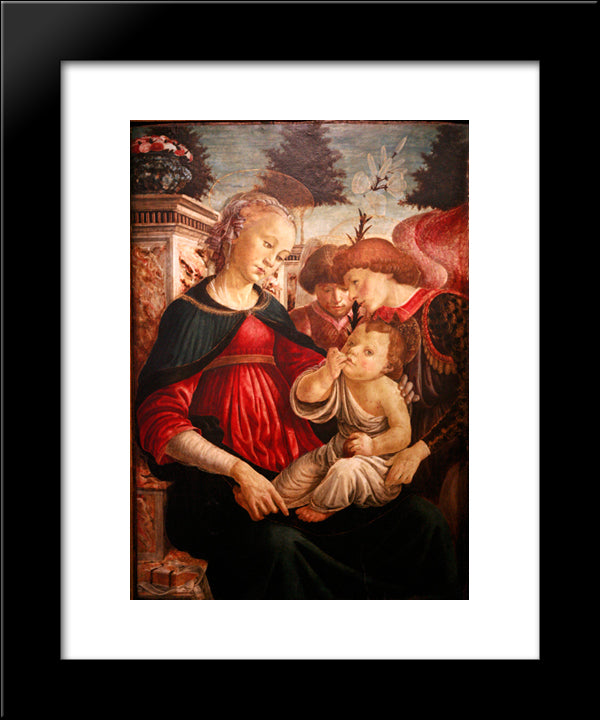 Virgin And Child With Two Angels 20x24 Black Modern Wood Framed Art Print Poster by Botticelli, Sandro