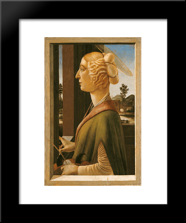 Woman With Attributes Of Saint Catherine, So Called Catherina Sforza Sandro Botticelli 20x24 Black Modern Wood Framed Art Print Poster by Botticelli, Sandro