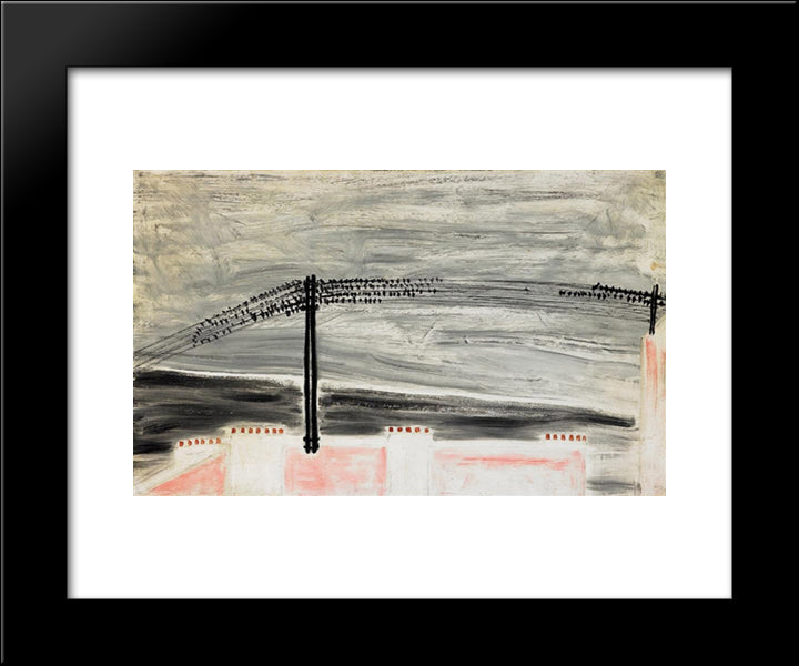 Birds 20x24 Black Modern Wood Framed Art Print Poster by Sanyu