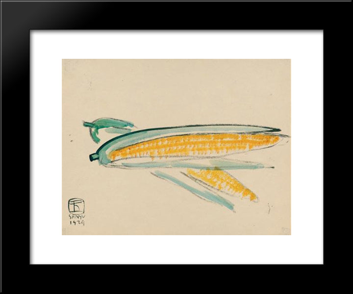 Golden Yellow Corn 20x24 Black Modern Wood Framed Art Print Poster by Sanyu