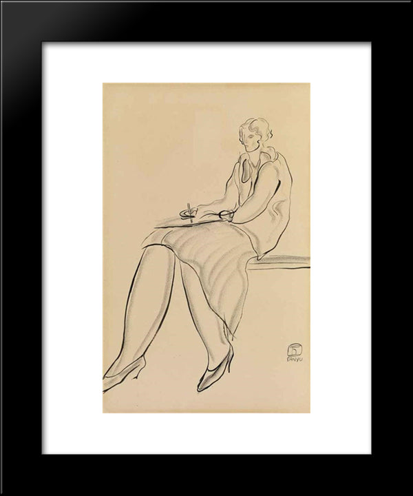 Lady 20x24 Black Modern Wood Framed Art Print Poster by Sanyu