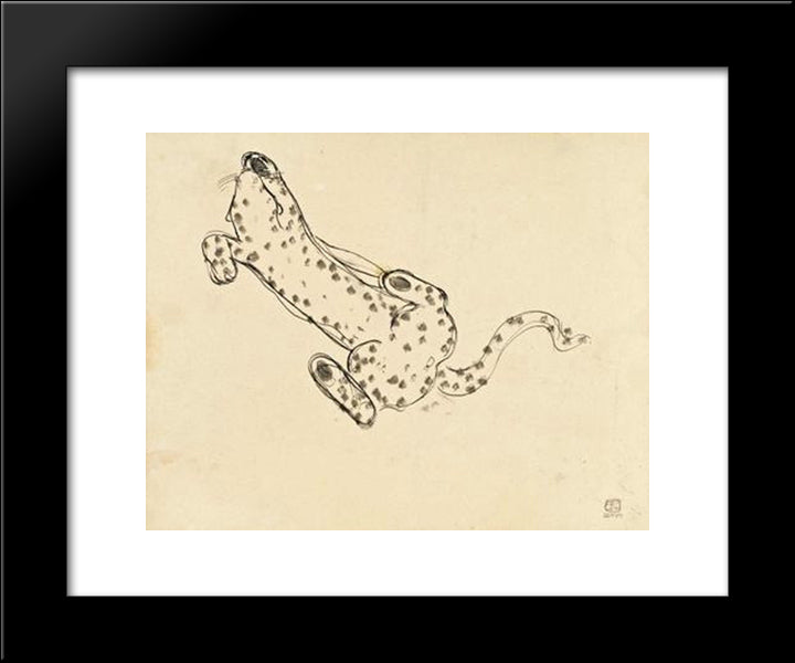 Leopard 20x24 Black Modern Wood Framed Art Print Poster by Sanyu
