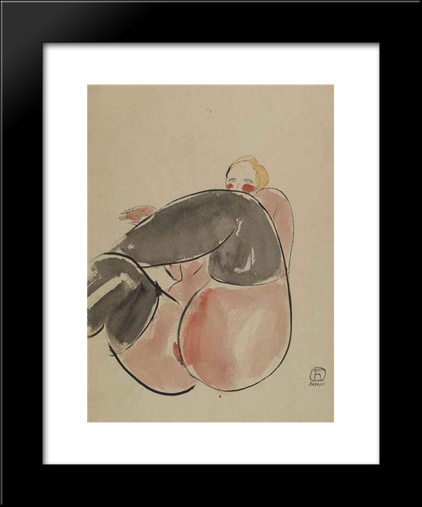 Lifting Up A Leg 20x24 Black Modern Wood Framed Art Print Poster by Sanyu