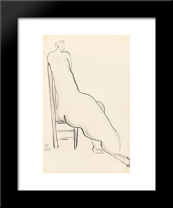Nude On High Back Chair 20x24 Black Modern Wood Framed Art Print Poster by Sanyu