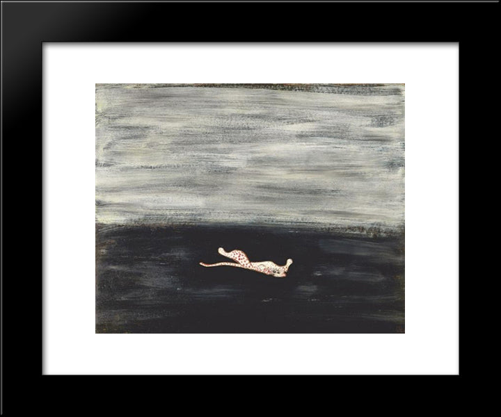 Pink Leopard 20x24 Black Modern Wood Framed Art Print Poster by Sanyu