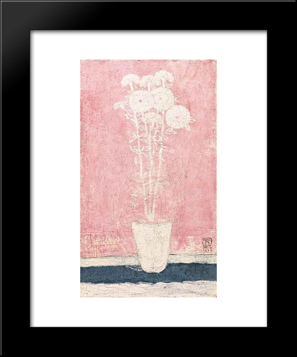 Potted Flowers 20x24 Black Modern Wood Framed Art Print Poster by Sanyu