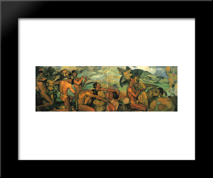Nuestros Dioses 20x24 Black Modern Wood Framed Art Print Poster by Herran, Saturnino