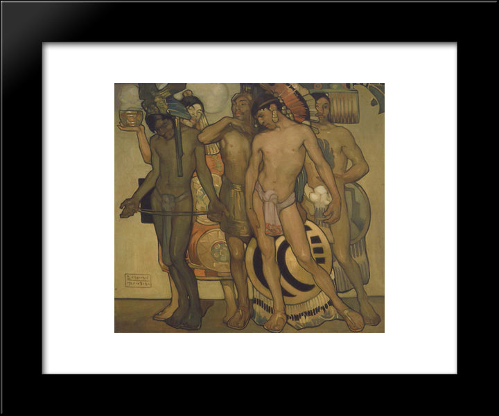 Nuestros Dioses Antiguos 20x24 Black Modern Wood Framed Art Print Poster by Herran, Saturnino