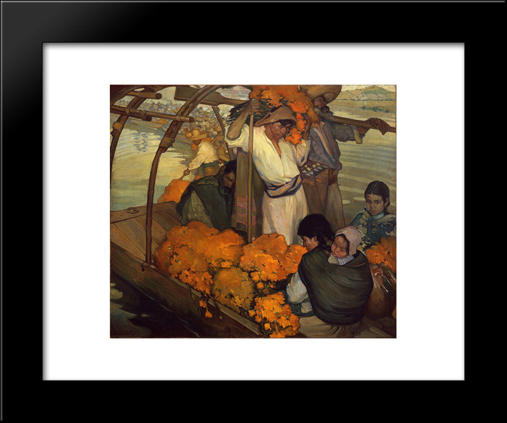 The Offering 20x24 Black Modern Wood Framed Art Print Poster by Herran, Saturnino