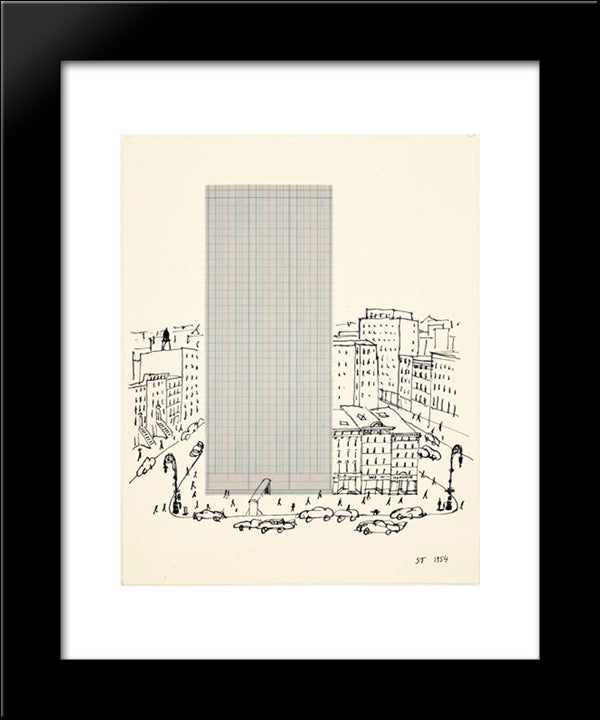 Graph Paper Architecture 20x24 Black Modern Wood Framed Art Print Poster by Steinberg, Saul