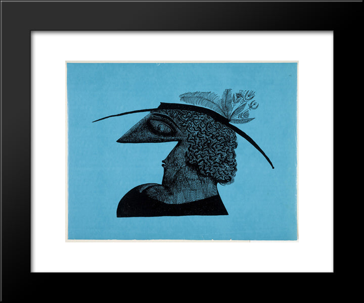 Head 20x24 Black Modern Wood Framed Art Print Poster by Steinberg, Saul