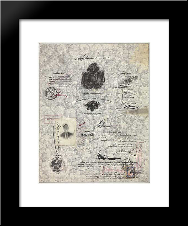 Passport 20x24 Black Modern Wood Framed Art Print Poster by Steinberg, Saul