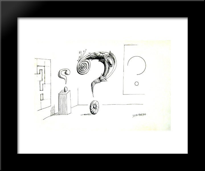 Untitled (Question Marks) 20x24 Black Modern Wood Framed Art Print Poster by Steinberg, Saul