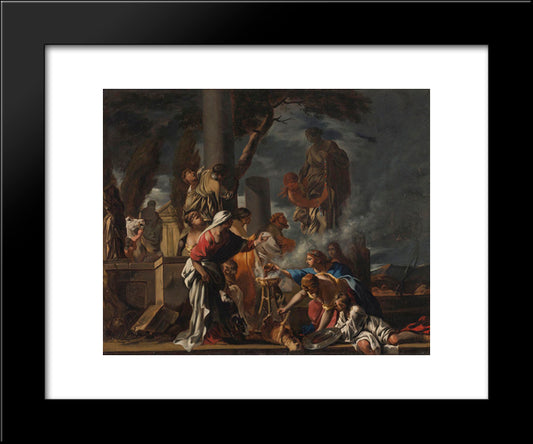 King Solomon Sacrificing To The Idols 20x24 Black Modern Wood Framed Art Print Poster by Bourdon, Sebastien