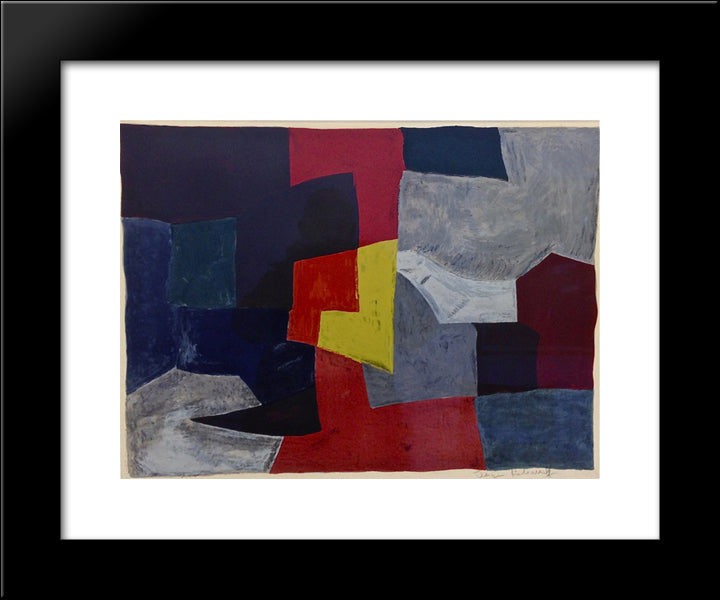 Composition Grise, Rouge Et Jaune 20x24 Black Modern Wood Framed Art Print Poster by Poliakoff, Serge