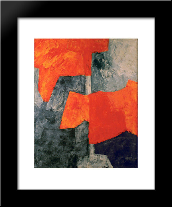 Composition Grise Et Rouge 20x24 Black Modern Wood Framed Art Print Poster by Poliakoff, Serge