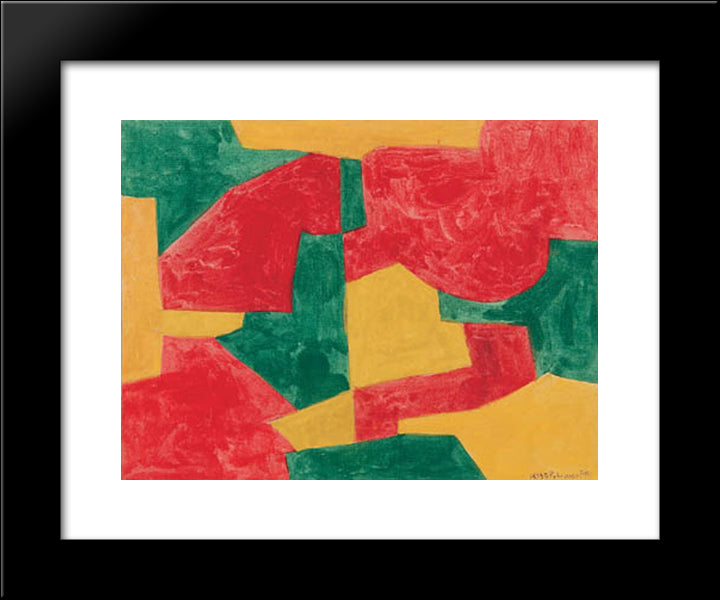 Composition Verte, Rouge Et Jaune 20x24 Black Modern Wood Framed Art Print Poster by Poliakoff, Serge