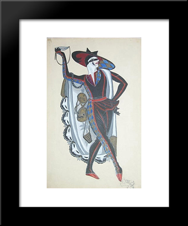 Costume Design For Venetian Madmen - Harlequin 20x24 Black Modern Wood Framed Art Print Poster by Sudeikin, Serge