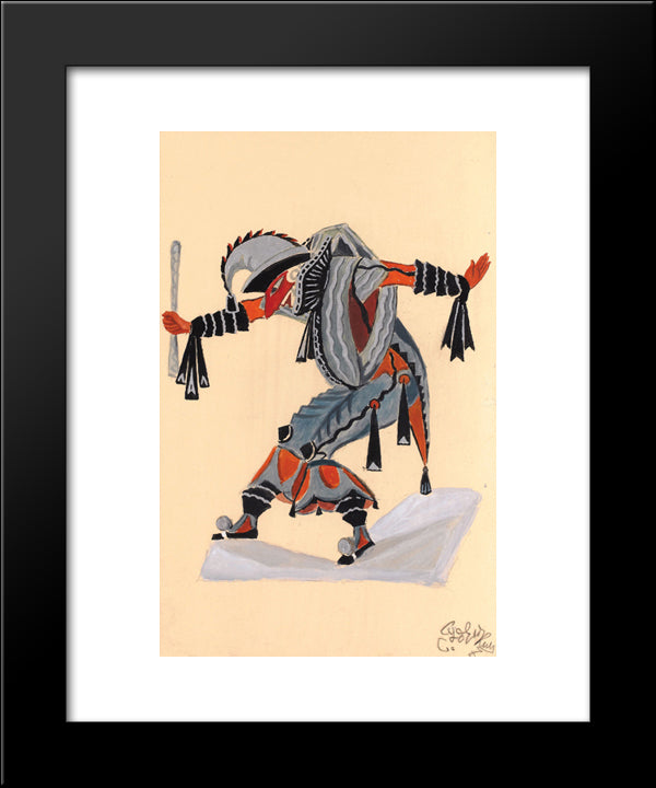 Costume Design For Venetian Madmen - Jester 20x24 Black Modern Wood Framed Art Print Poster by Sudeikin, Serge