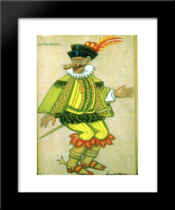 Costume Designs For Petrushka By Stravinsky In Metropolitan Opera - Capitain 20x24 Black Modern Wood Framed Art Print Poster by Sudeikin, Serge