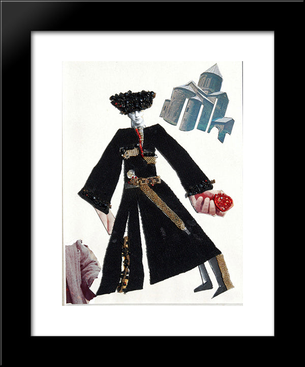 The Sketch To The Movie Demon. The Person In A Black Felt Cloak 20x24 Black Modern Wood Framed Art Print Poster by Parajanov, Sergei