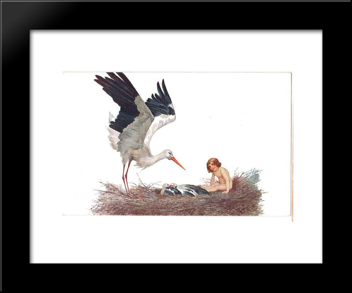 Blessed Be The House Where A Stork Nested 20x24 Black Modern Wood Framed Art Print Poster by Solomko, Sergey