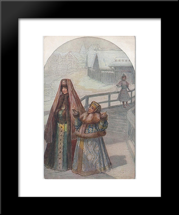 On The Bridge 20x24 Black Modern Wood Framed Art Print Poster by Solomko, Sergey