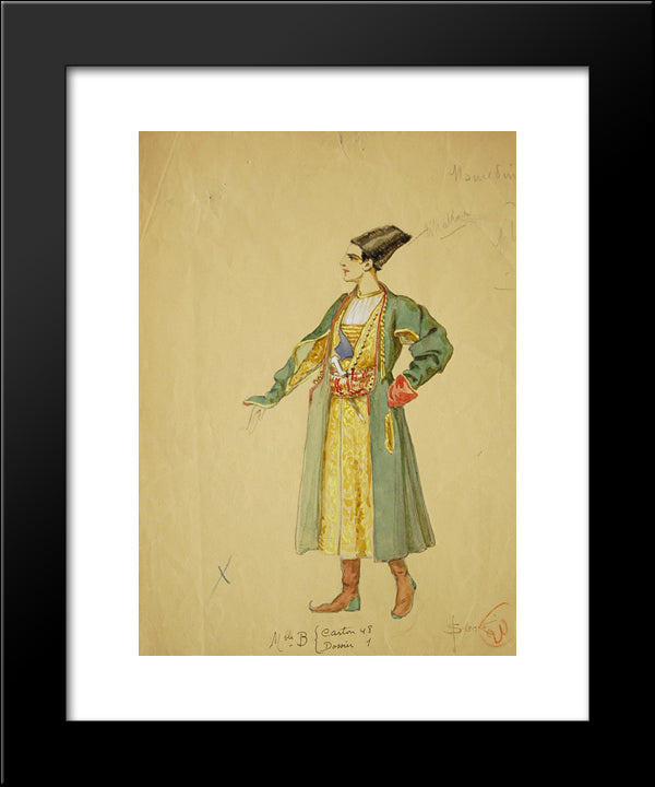 Sketch Of The Costume 20x24 Black Modern Wood Framed Art Print Poster by Solomko, Sergey