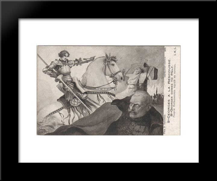 St. George, Coming To The Rescue 20x24 Black Modern Wood Framed Art Print Poster by Solomko, Sergey