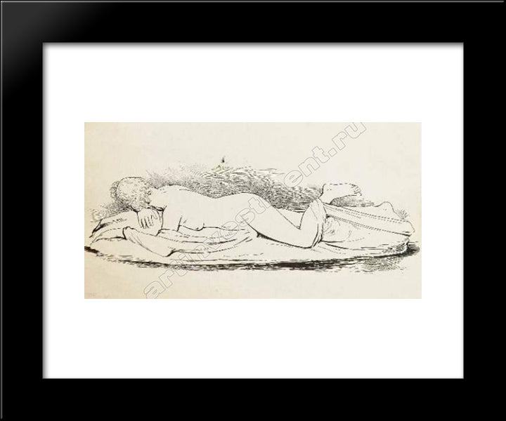 Study To Illustration For 'Mademoiselle De Maupin', Of Theophile Gautier 20x24 Black Modern Wood Framed Art Print Poster by Solomko, Sergey