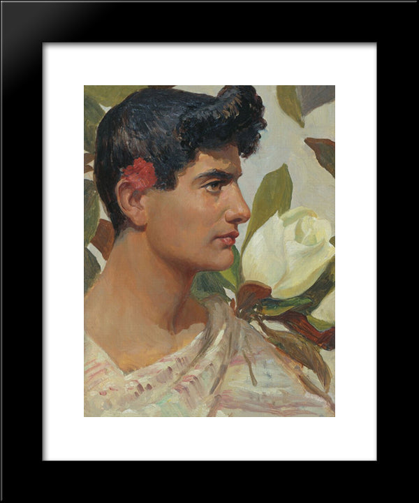 The Head Of The Roman Youth 20x24 Black Modern Wood Framed Art Print Poster by Solomko, Sergey