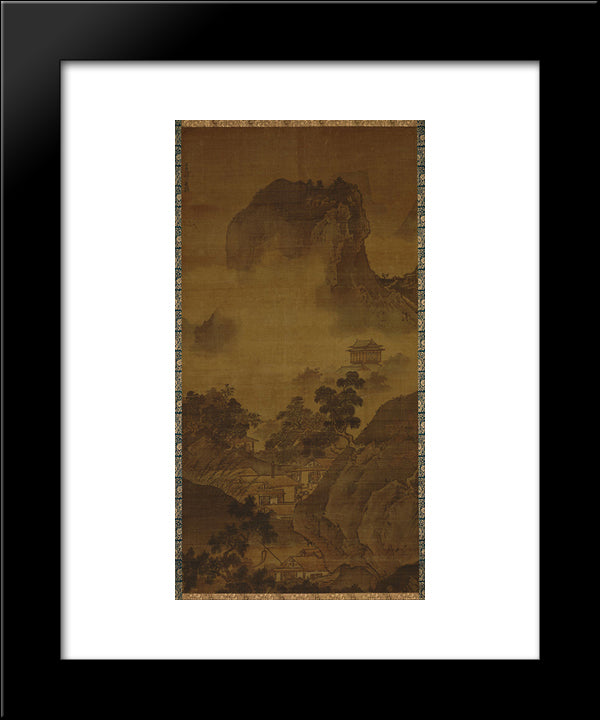 Landscape Of Four Seasons Fall 20x24 Black Modern Wood Framed Art Print Poster by Toyo, Sesshu