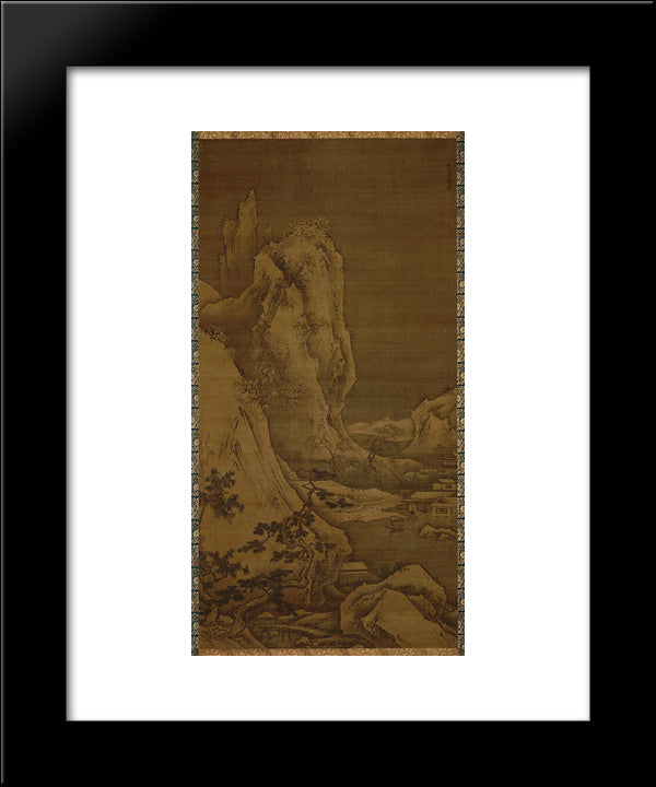 Landscape Of Four Seasons Winter 20x24 Black Modern Wood Framed Art Print Poster by Toyo, Sesshu