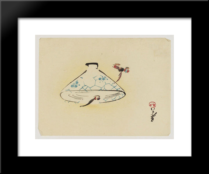 Bowl 20x24 Black Modern Wood Framed Art Print Poster by Zeshin, Shibata