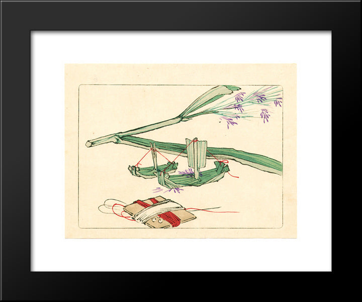 Model Boat - Hana Kurabe 20x24 Black Modern Wood Framed Art Print Poster by Zeshin, Shibata
