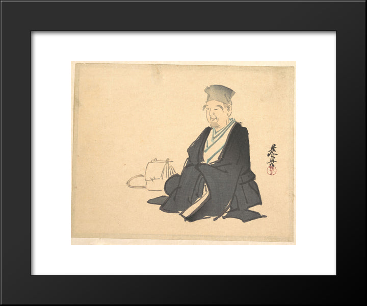 Portrait Of Rikyu 20x24 Black Modern Wood Framed Art Print Poster by Zeshin, Shibata