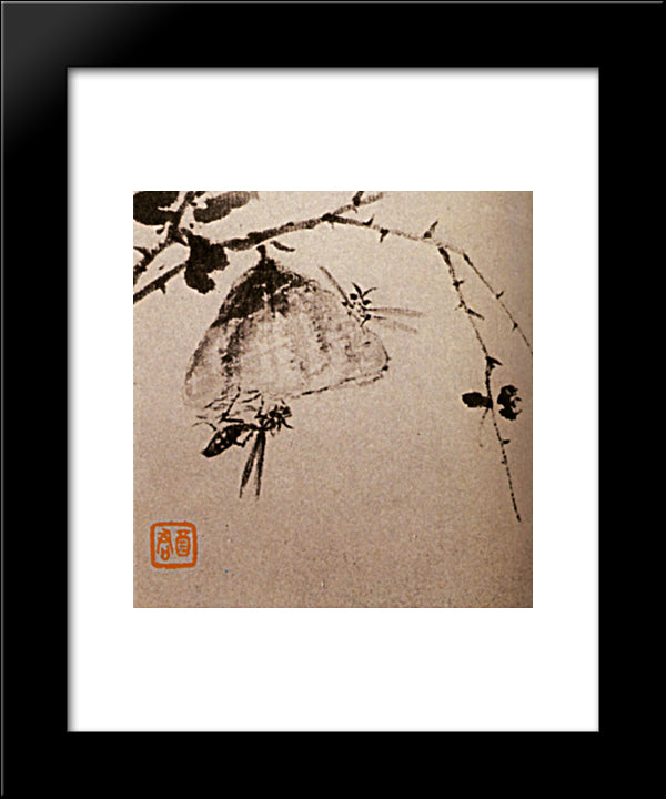Studies Of Insects, Wasps 20x24 Black Modern Wood Framed Art Print Poster by Shitao
