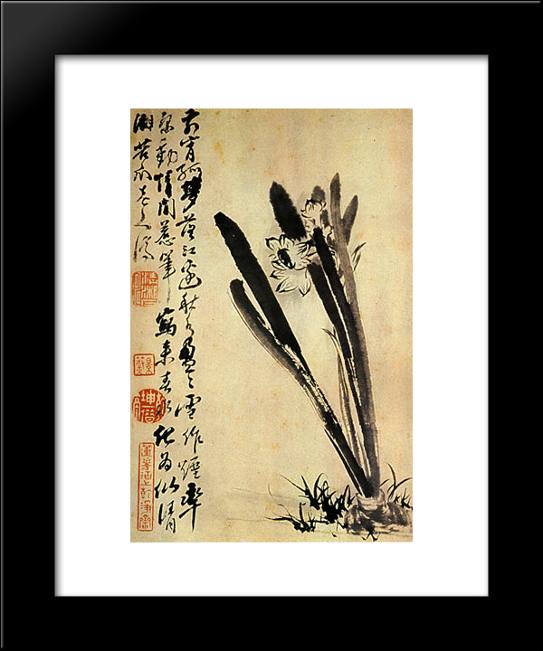 The Daffodils 20x24 Black Modern Wood Framed Art Print Poster by Shitao