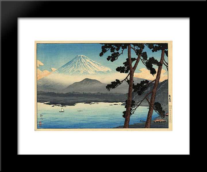 Fuji From Lake Shojin 20x24 Black Modern Wood Framed Art Print Poster by Takahashi, Shotei