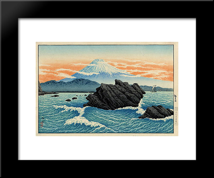 Fuji From Okitsu 20x24 Black Modern Wood Framed Art Print Poster by Takahashi, Shotei