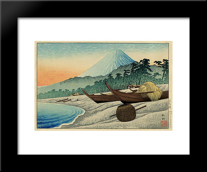 Fuji From Senbon Beach 20x24 Black Modern Wood Framed Art Print Poster by Takahashi, Shotei