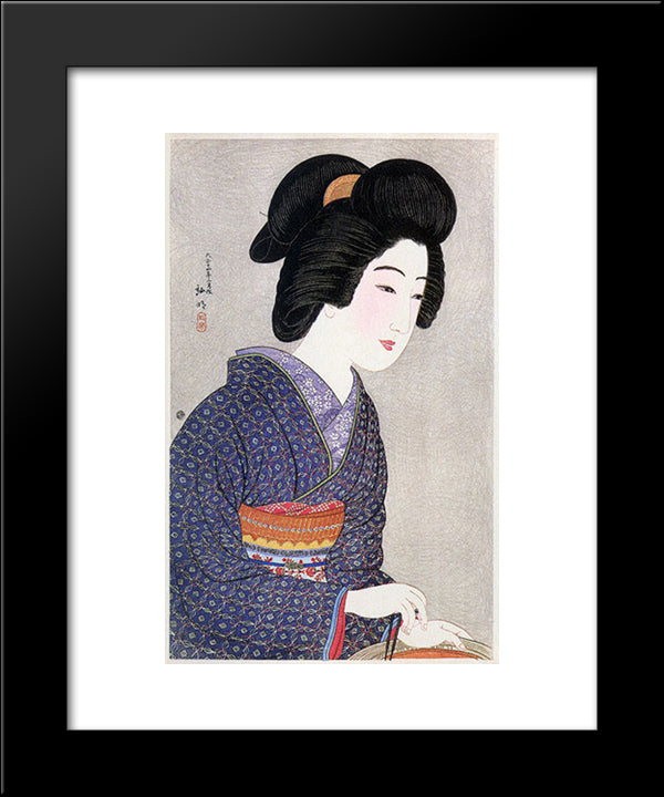Geisha By Brazier 20x24 Black Modern Wood Framed Art Print Poster by Takahashi, Shotei