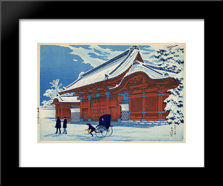 Red Gate At Hongo 20x24 Black Modern Wood Framed Art Print Poster by Takahashi, Shotei